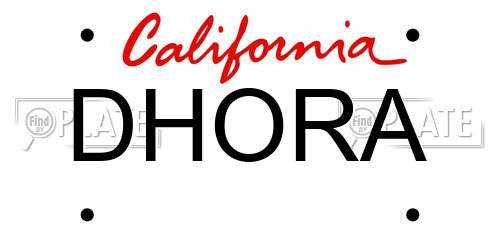 DHORA California License Plate