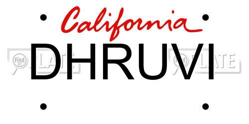 DHRUVI California License Plate