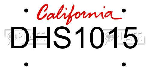 DHS1015 California License Plate