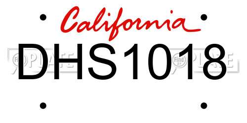 DHS1018 California License Plate