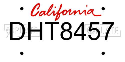 DHT8457 California License Plate