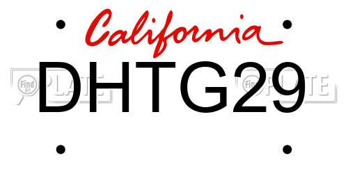 DHTG29 California License Plate