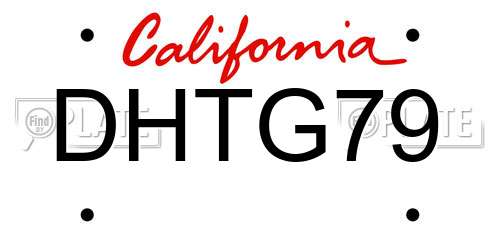 DHTG79 California License Plate