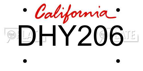 DHY206 California License Plate