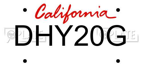 DHY20G California License Plate