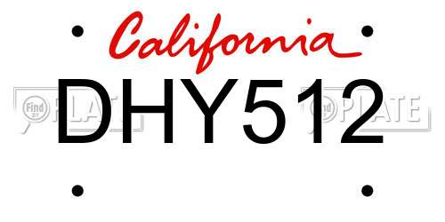 DHY512 California License Plate