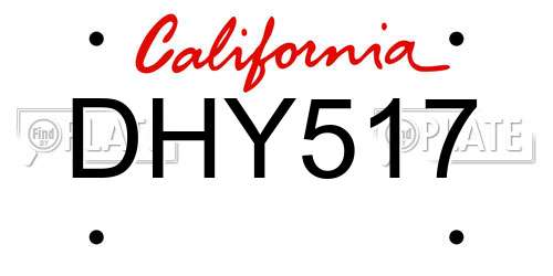 DHY517 California License Plate