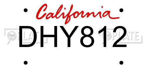 DHY812 California License Plate