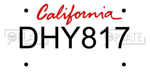 DHY817 California License Plate