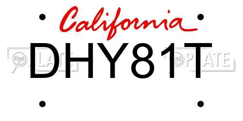 DHY81T California License Plate