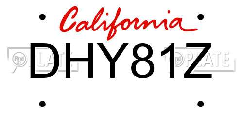 DHY81Z California License Plate