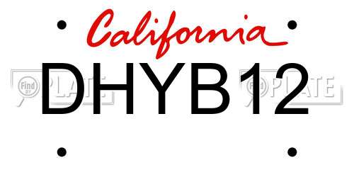 DHYB12 California License Plate