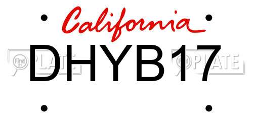 DHYB17 California License Plate