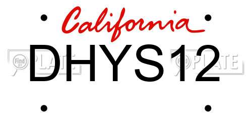 DHYS12 California License Plate