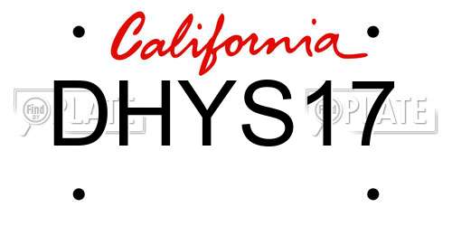 DHYS17 California License Plate