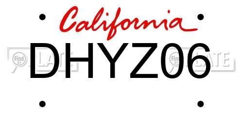 DHYZ06 California License Plate