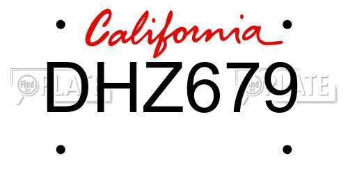 DHZ679 California License Plate