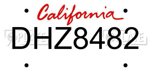 DHZ8482 California License Plate