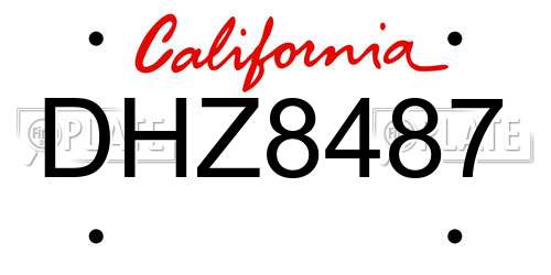 DHZ8487 California License Plate