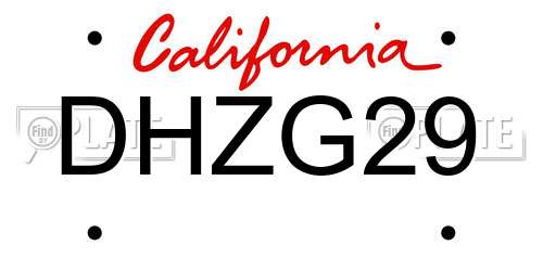 DHZG29 California License Plate