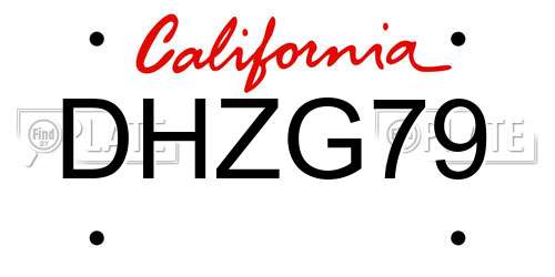 DHZG79 California License Plate