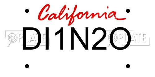 DI1N2O California License Plate