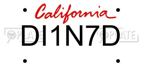 DI1N7D California License Plate