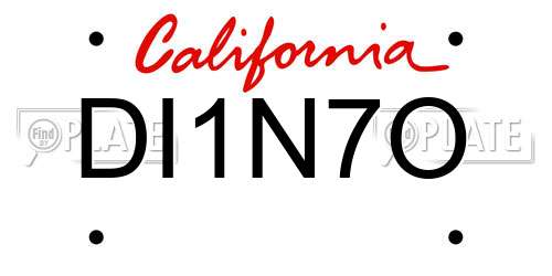 DI1N7O California License Plate