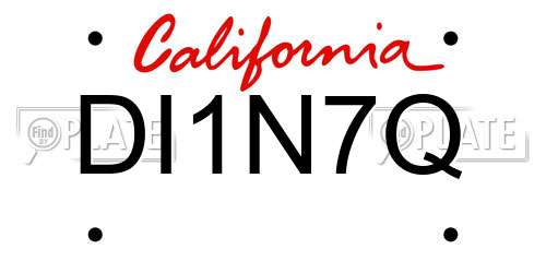 DI1N7Q California License Plate
