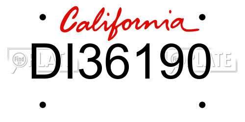 DI36190 California License Plate