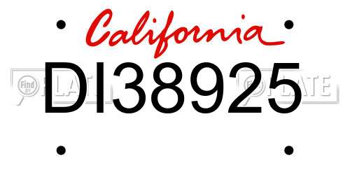 DI38925 California License Plate