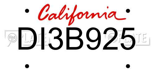 DI3B925 California License Plate