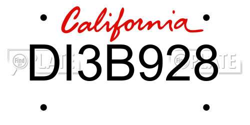 DI3B928 California License Plate