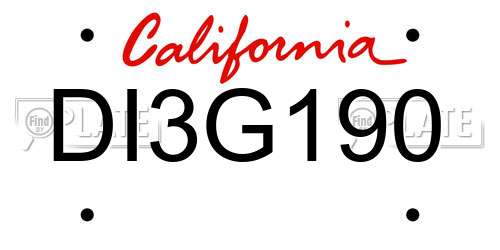 DI3G190 California License Plate