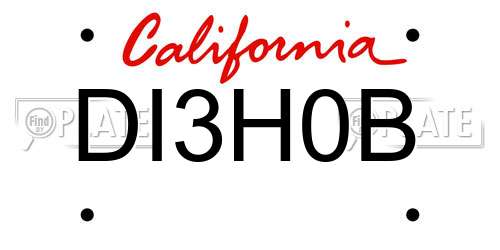 DI3H0B California License Plate