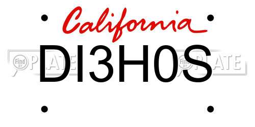 DI3H0S California License Plate