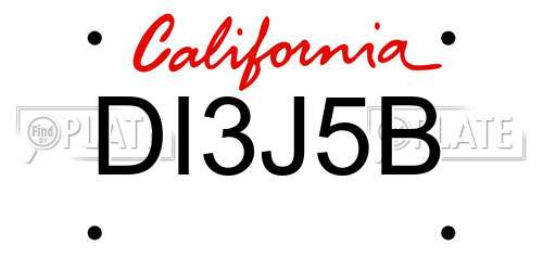 DI3J5B California License Plate