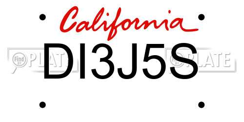 DI3J5S California License Plate