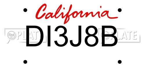 DI3J8B California License Plate