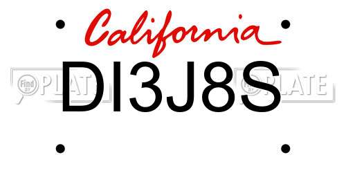 DI3J8S California License Plate