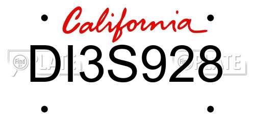 DI3S928 California License Plate