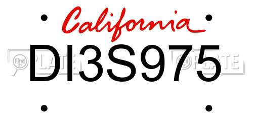 DI3S975 California License Plate