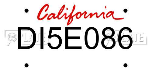 DI5E086 California License Plate