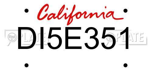 DI5E351 California License Plate