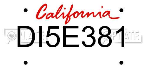 DI5E381 California License Plate