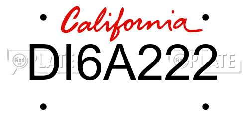 DI6A222 California License Plate