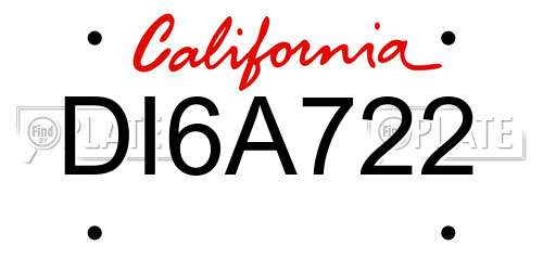 DI6A722 California License Plate