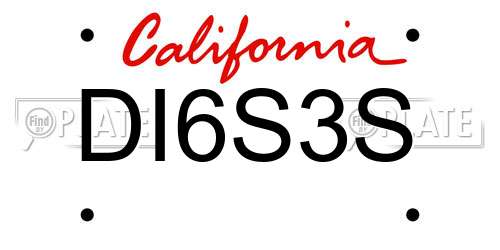 DI6S3S California License Plate