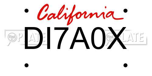 DI7A0X California License Plate