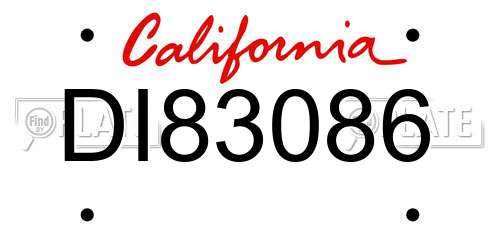 DI83086 California License Plate